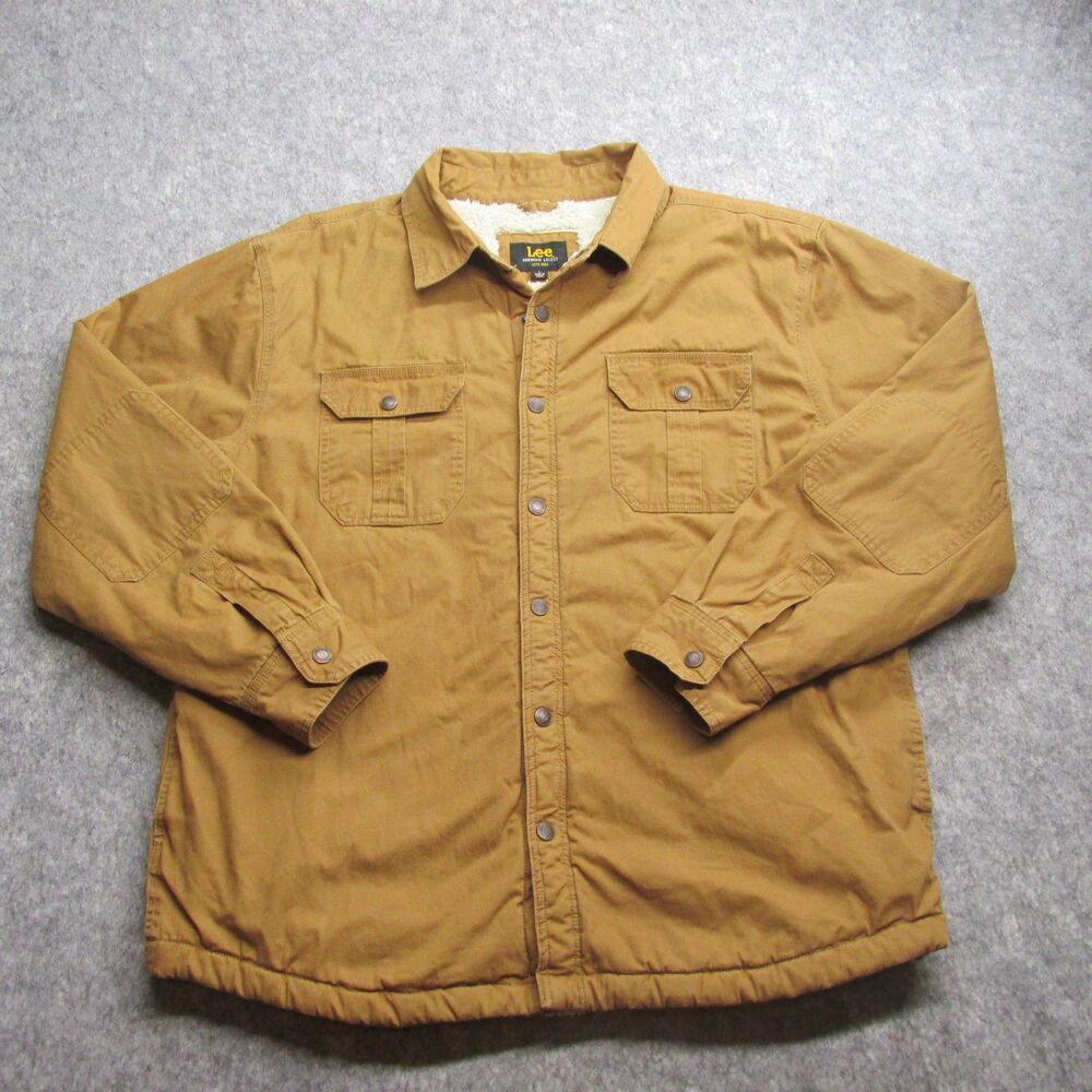 Lee Premium Select brand men's canvas sherpa lined shirt jacket, Large
